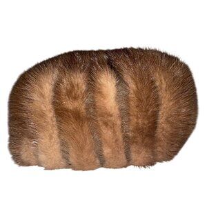 Vintage Deborah Exclusive Womens Fur Hat Pillbox 50s 60s Mink Brown Luxury